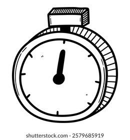 Hand drawn doodle stopwatch isolated on white background. Vector illustration.