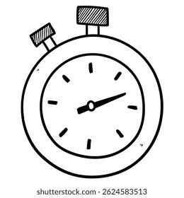 Hand drawn doodle stopwatch isolated on white background. Vector illustration.