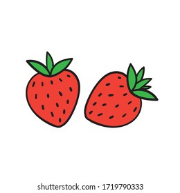 hand drawn doodle strawberry fruit illustration cartoon vector