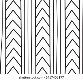 Hand Drawn Doodle Striped Arrows Black And White Pattern