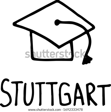 hand drawn doodle study symbol and lettering Stuttgart. Germany city with its association. vector illustration isolated on white background.