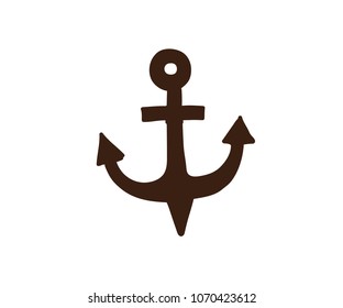 Hand Drawn Doodle Style Anchor. Vector Illustration Isolated Symbol