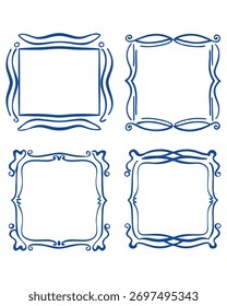 Marcos de borde de estilo doodle dibujados a mano con bordes festoneados y ondulados para Elementos de diseño decorativos, aislados sobre fondo blanco, Ilustración vectorial.