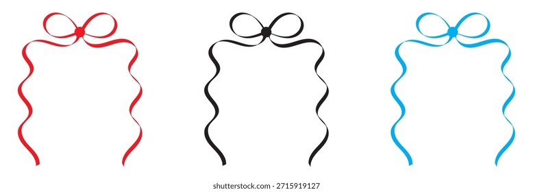 Estilo de doodle dibujado a mano con arco y marcos de cinta y rayas. diseño y decoración de tarjeta, cartel, Anuncio, tarjeta de felicitación e invitación. Navidades y diseño de marco de vacaciones de año Nuevo . 