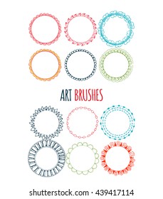 Hand drawn, doodle style brushes for your creative decorative design. Can be used for your dividers,borders, ornaments.Vector illustration.