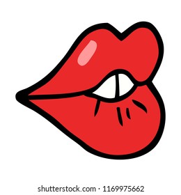 hand drawn doodle style cartoon pouting lips