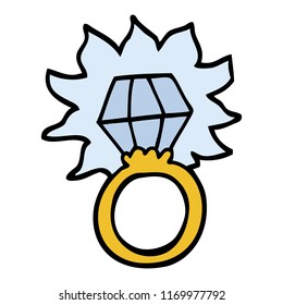 hand drawn doodle style cartoon diamond ring