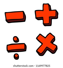hand drawn doodle style cartoon math symbols