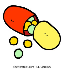 hand drawn doodle style cartoon capsule pill