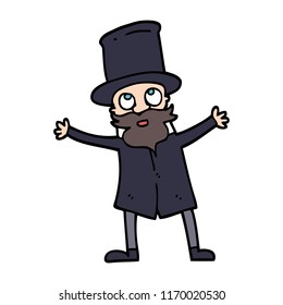 hand drawn doodle style cartoon victorian man