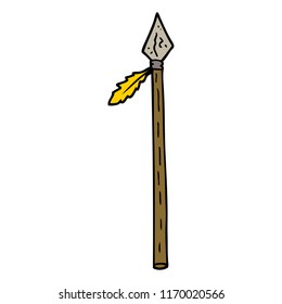 hand drawn doodle style cartoon long spear