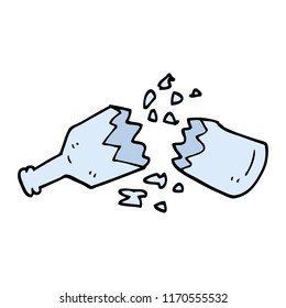 hand drawn doodle style cartoon  smashed glass bottle