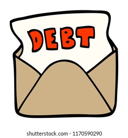hand drawn doodle style cartoon debt letter