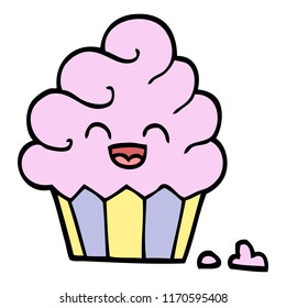 hand drawn doodle style cartoon cupcake