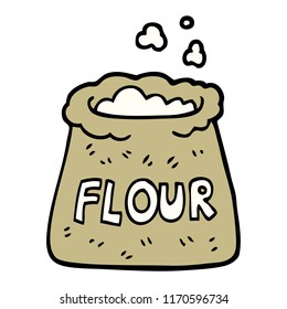 hand drawn doodle style cartoon bag of flour