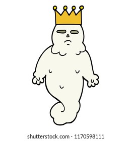 hand drawn doodle style cartoon spooky ghost king