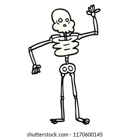 hand drawn doodle style cartoon skeleton