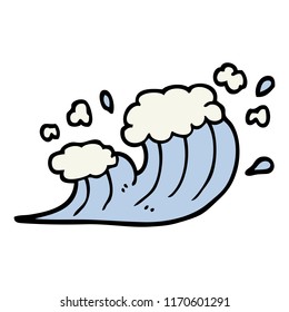 hand drawn doodle style cartoon wave crashing