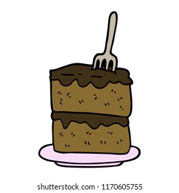 hand drawn doodle style cartoon slice of cake