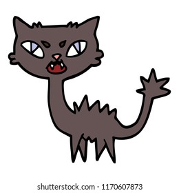 hand drawn doodle style cartoon halloween black cat