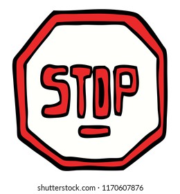 hand drawn doodle style cartoon stop sign