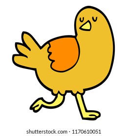 hand drawn doodle style cartoon bird running
