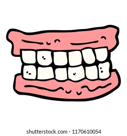 hand drawn doodle style cartoon false teeth