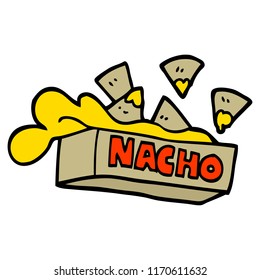 caja de dibujos animados de dibujos a mano estilo doodle nacho