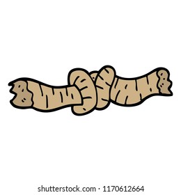 hand drawn doodle style cartoon tied rope