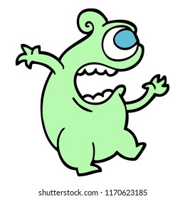 dibujo a mano estilo doodle dibujos animados alienígena verde