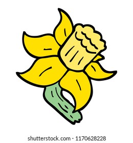 hand drawn doodle style cartoon daffodil