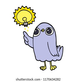 hand drawn doodle style cartoon bird with great idea