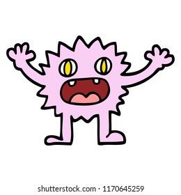 caricatura de estilo doodle dibujado a mano monstruo de peluquería divertido