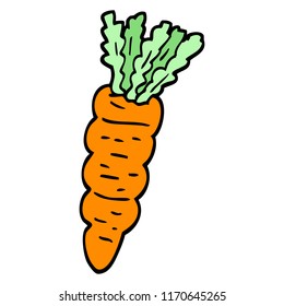 zanahoria de caricatura con estilo de doodle dibujado a mano