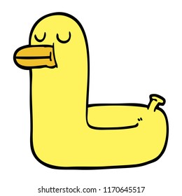 hand drawn doodle style cartoon yellow ring duck