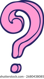 Signo de interrogación dibujado a mano de la historieta del estilo del doodle en color de neón brillante