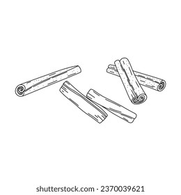 Hand drawn doodle style cinnamon sticks set Isolated on white background. Vector healthy spice collection.
