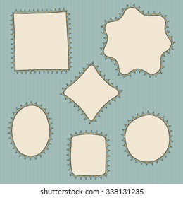 Hand drawn, doodle style creative decorative frames. Vector retro illustration