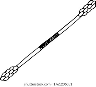 Hand drawn doodle style Fire Staff in vector. Isolated illustration on white background. For interior design, wallpaper, packaging, poster