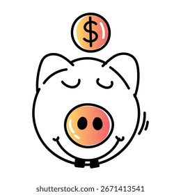 Hand drawn doodle style icon of piggy bank

