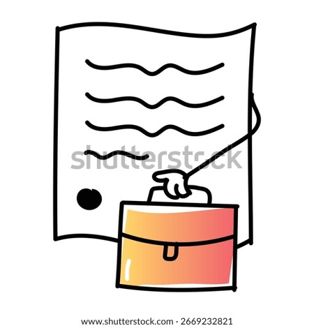 Hand drawn doodle style icon of job description

