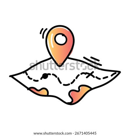 Hand drawn doodle style icon of map location