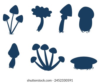 Hand drawn doodle style mushrooms concept illustration. Vector flat cartoon graphic design isolated set