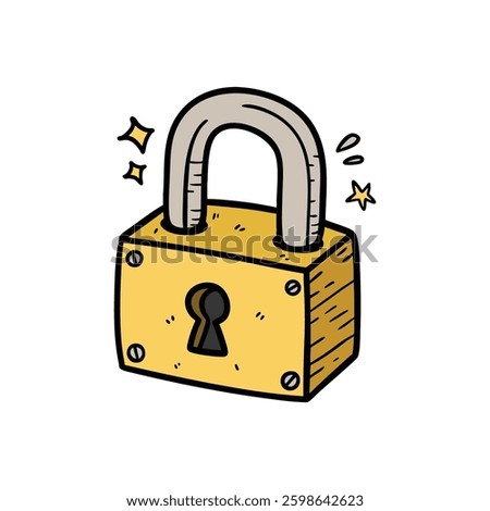 Hand drawn doodle style padlock vector illustration. Simple, cartoonish, and perfect for security, safety, and protection themed designs.