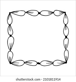 Hand drawn doodle style rectangular frame. Black and white vector illustration.