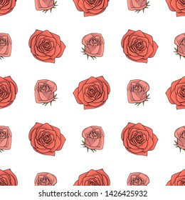 Hand drawn doodle style seamless pattern. white background. stock vector illustration