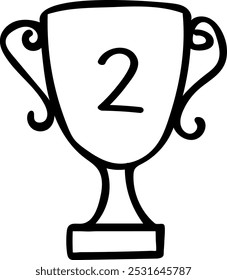 Hand drawn Doodle Style Second Place Trophy