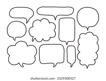 Hand drawn doodle style speech bubble illustration. A simple speech bubble drawn only with lines.