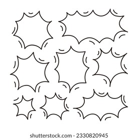 Ilustración de la burbuja de habla con estilo de doodle dibujado a mano. Un marco simple de burbuja de habla dibujado sólo con líneas.