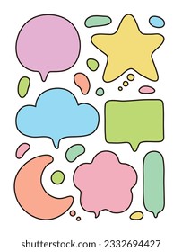 Ilustración de la burbuja de habla con estilo de doodle dibujado a mano. Una simple burbuja de habla dibujada sólo con líneas.